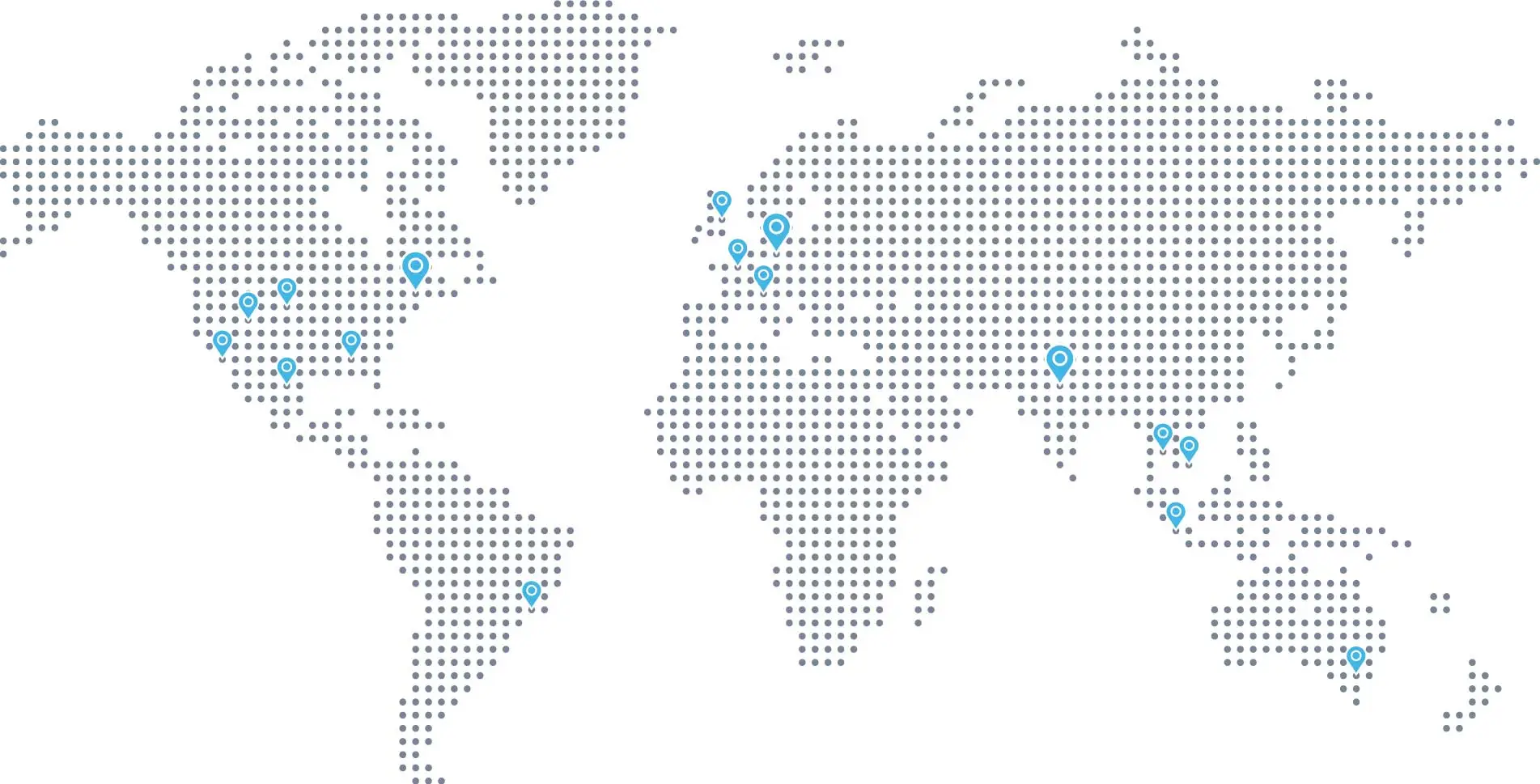 Global reach map pins