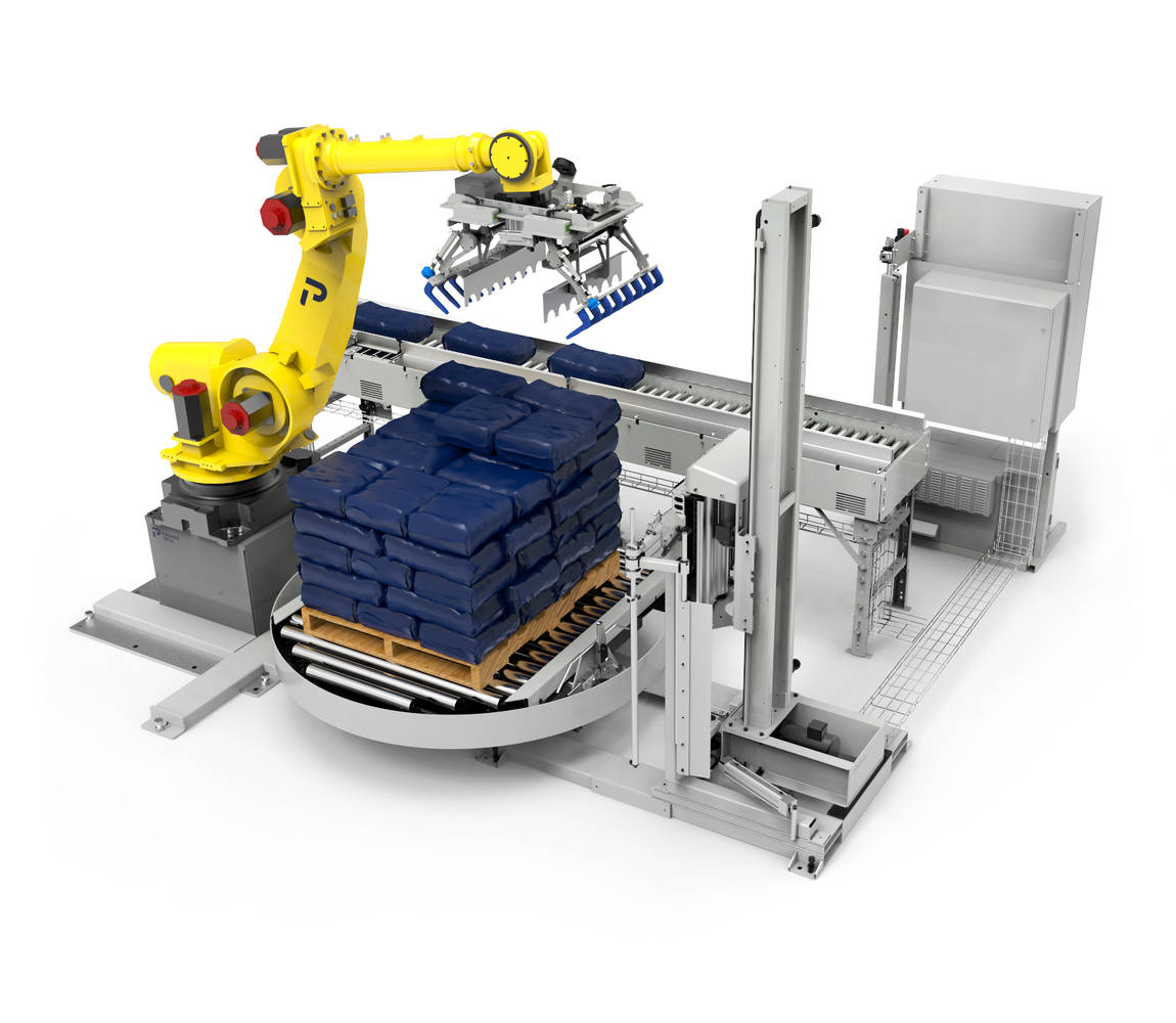 Automatic Robot Palletizer With Stretch Wrapper - Robotic Palletizer