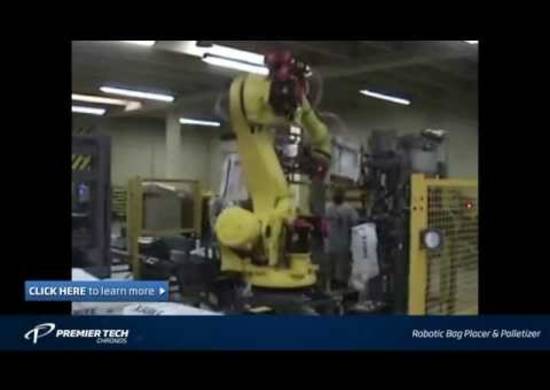 Robotic bag placer & Palletizer in a manufacturing plant